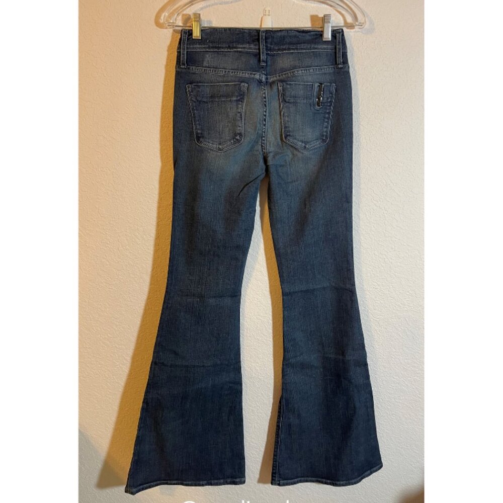 Black Orchid NWT Women's Dark Blue Cotton/Poly High Rise Flare Jeans, Size 26 - Picture 4 of 7